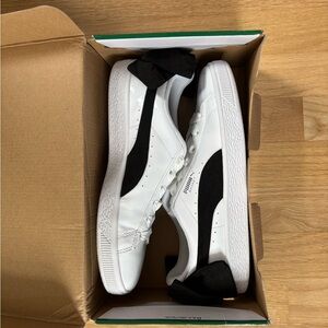 Puma White and Black Basket Bow Women's Sneakers